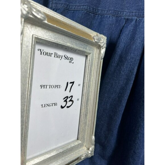 Old Navy Women's Shirt Dress Small Blue Denim Chambray Long Sleeve Cotton Pocket - Picture 8 of 8